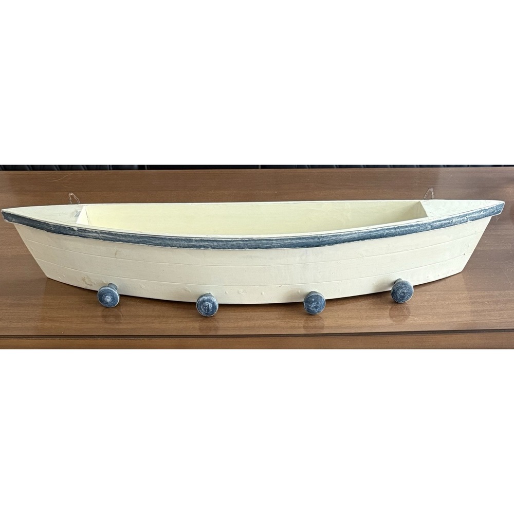 Vintage Wooden Boat Wall Shelf Nautical Half Hull Rack 22" Distressed
